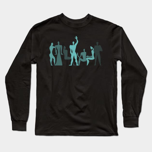 Le Corbusier Modulor Turquoise Party Long Sleeve T-Shirt by SLGA Designs